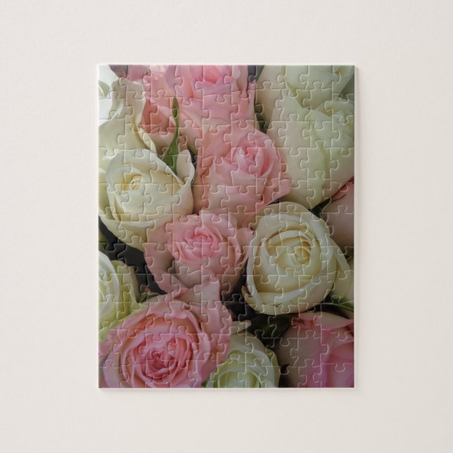 Beautiful White Roses Blume Bouquet Puzzle (Vertikal)