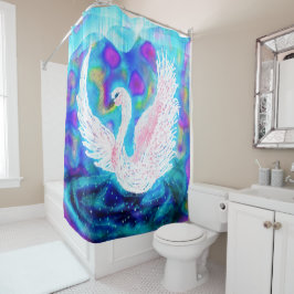 Beautiful White Swan Fantasy Duschvorhang