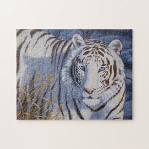 Beautiful White Tiger with Crystal Blue Eyes Puzzle