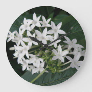 Beautiful White Tropical Flowers Wall Clock Große Wanduhr