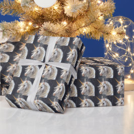 Beautiful White Unicorn Gold Glitzer Geschenkpapier