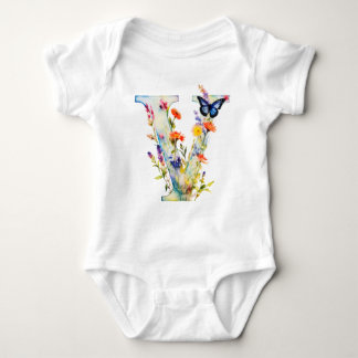 Beautiful Wildflower Butterfly Monogram Baby Strampler