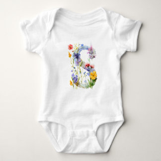 Beautiful Wildflower Butterfly Monogram Baby Strampler