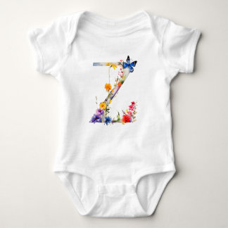Beautiful Wildflower Butterfly Monogram Baby Strampler