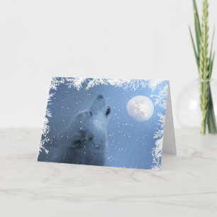 Beautiful Winter Solstice Blessings Wolf Card Karte