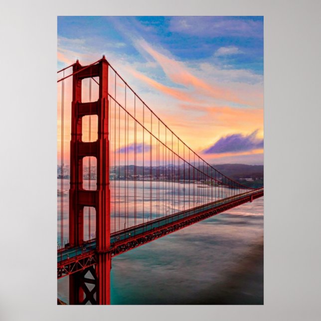 Beautiful winter sunset at Golden Gate Bridge Poster (Vorne)