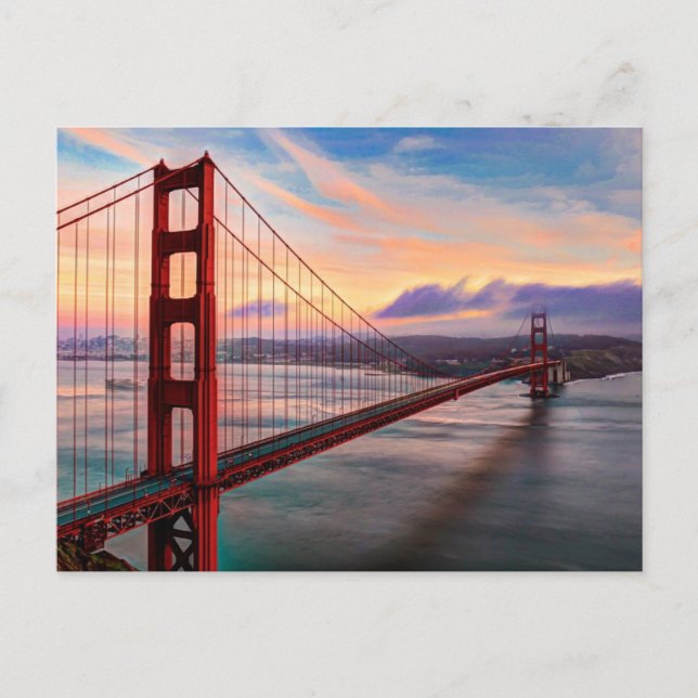 Beautiful winter sunset at Golden Gate Bridge Postkarte (Vorderseite)