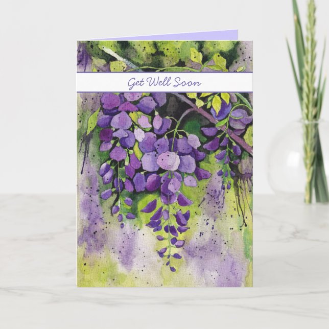 Beautiful Wisteria Blume in Watercolor Card Karte (Vorderseite)