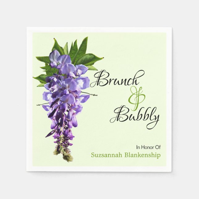 Beautiful Wisteria Brunch Bubbly Brautparty Serviette (Vorderseite)