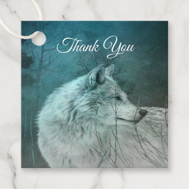 Beautiful Wolf in einem dunklen Wald Vielen Dank Geschenkanhänger (Vorderseite)