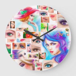 Beautiful Woman auf Leibeseite. Große Wanduhr