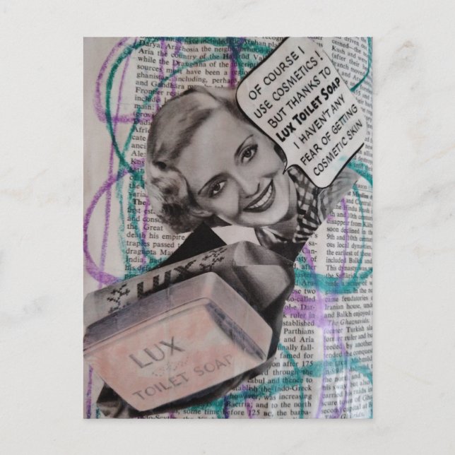 Beautiful Woman Toilet Soap Collage Postkarte (Vorderseite)
