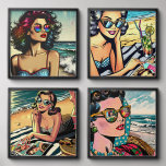 Beautiful Women on Beach Comic Buch Pop Art Fotofliesen Zum Abziehen Und Aufkleben<br><div class="desc">Hübsches ai-Bild von einer hübschen Frauen am Strand mit Sonnenbrille und trinken Cocktails mit einem Ozean Beach Hintergrund Comic Buch Stil Pop Kunst.</div>