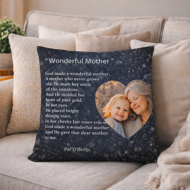 Beautiful “Wonderful Mother” Poem Cushion Gift Kissen (Von Creator hochgeladen)