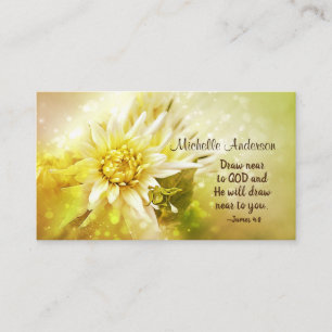 Beautiful Yellow Dahlia and Bible Verse James 4:8, Visitenkarte
