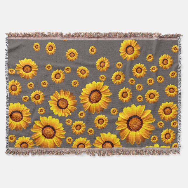 Beautiful yellow flowers on gray background decke (Vorderseite)