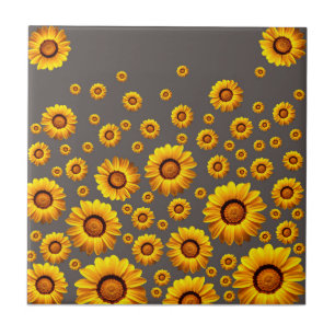 Beautiful yellow flowers on gray background fliese