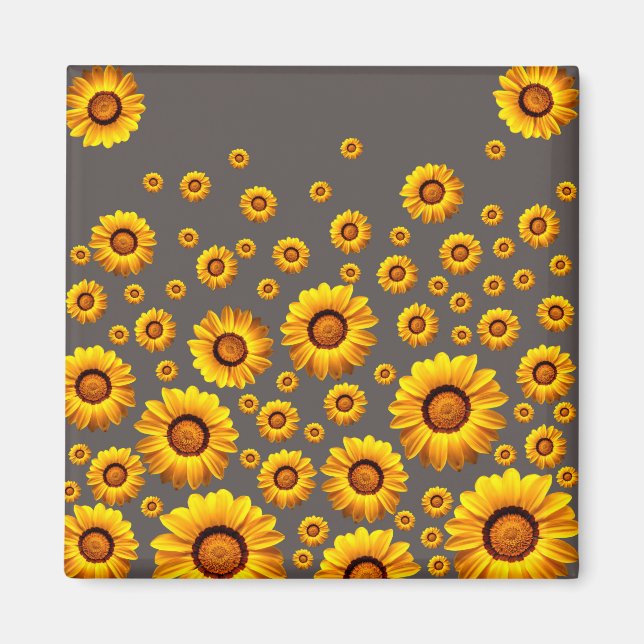 Beautiful yellow flowers on gray background magnet (Vorne)