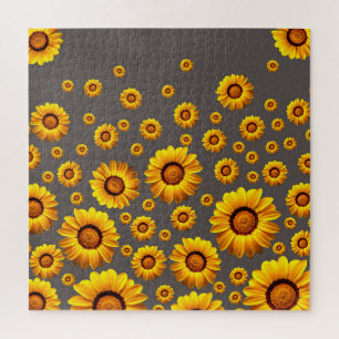 Beautiful yellow flowers on gray background puzzle