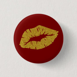 Beautiful Yellow Lipstick Kiss Isolated Button
