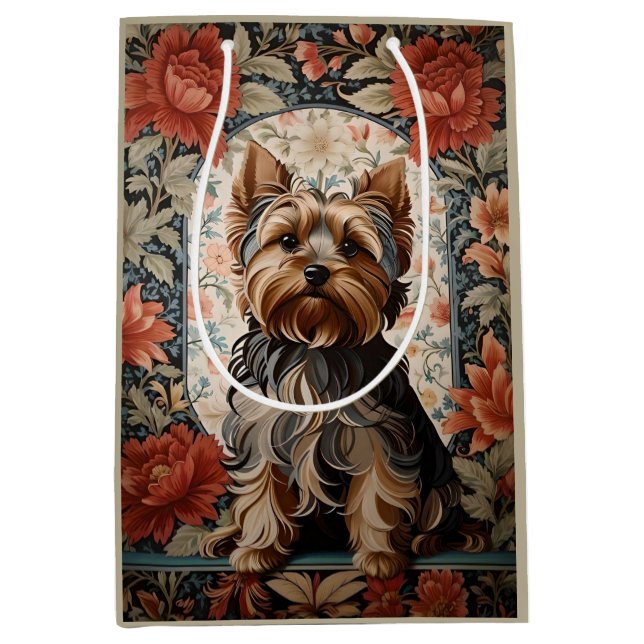 Beautiful Yorkie | Yorkshire Terrier Portrait Mittlere Geschenktüte (Vorderseite)