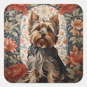 Beautiful Yorkie   Yorkshire Terrier Portrait Quadratischer Aufkleber