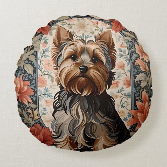 Beautiful Yorkie | Yorkshire Terrier Portrait Rundes Kissen (Vorderseite)