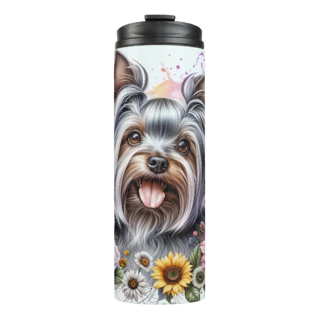Beautiful Yorkshire Terrier Dog Thermosbecher (Vorderseite)
