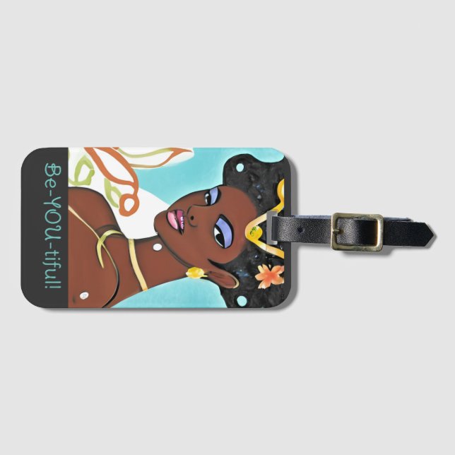 Beautiful you Luggage Tag (Aqua Lettering) Gepäckanhänger (Vorderseite (Horizontal))