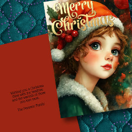 Beautiful Young Girl Christmas Karte