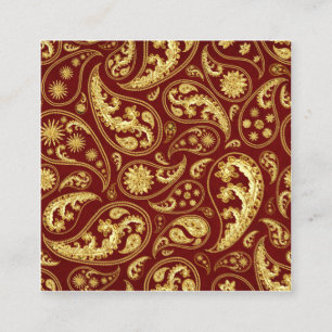 Beautigend ethnisch Inspiriert Red-Gold-Gemustert Quadratische Visitenkarte