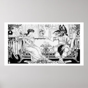 Beauty and the Beast, 1874 (litho) (b/w Foto) Poster