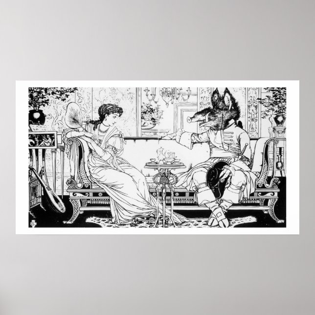 Beauty and the Beast, 1874 (litho) (b/w Foto) Poster (Vorne)