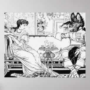Beauty and the Beast, 1874 (litho) (b/w Foto) Poster