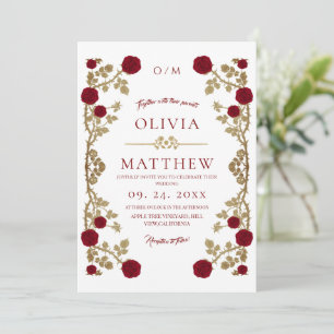 Beauty and the Beast Boho Rose Rebe Hochzeit Einladung