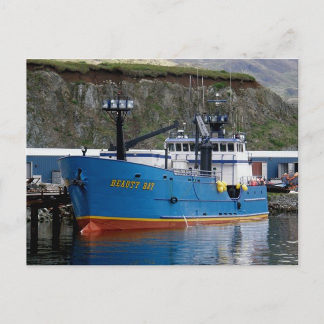 Beauty Bay, Crab Boat im niederländischen Hafen, A Postkarte (Vorderseite)