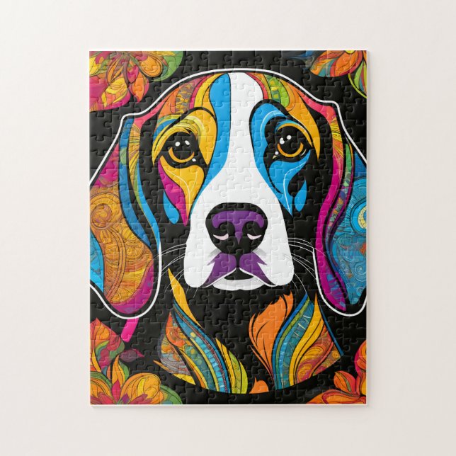 Beauty Beagle farbenfroh Puzzle (Vertikal)