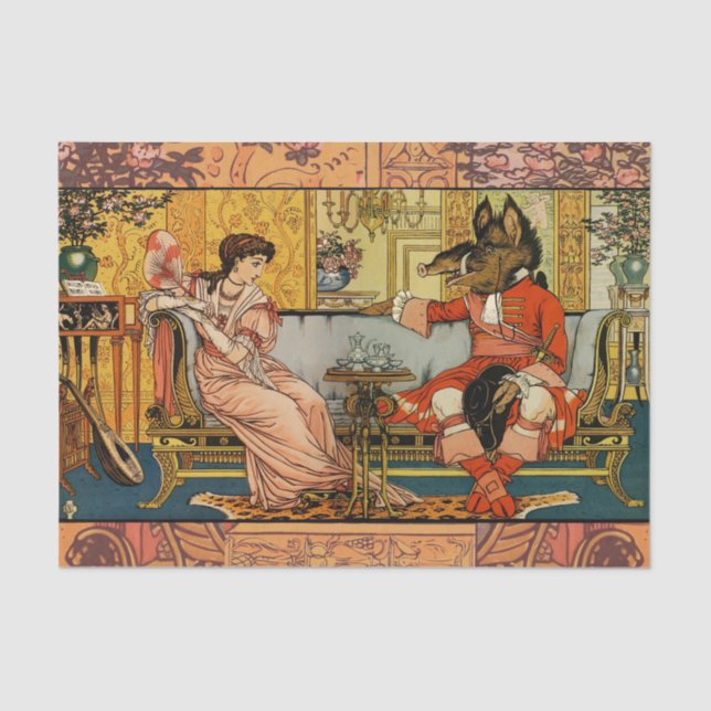 Beauty Beast Classic Art Illustration Seidenpapier (Vorderseite)
