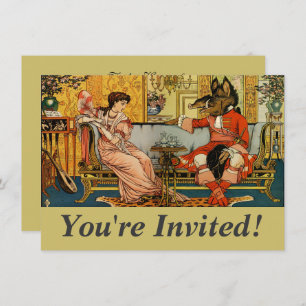 Beauty Beast Classic Fairy Tale Zeichen Einladung