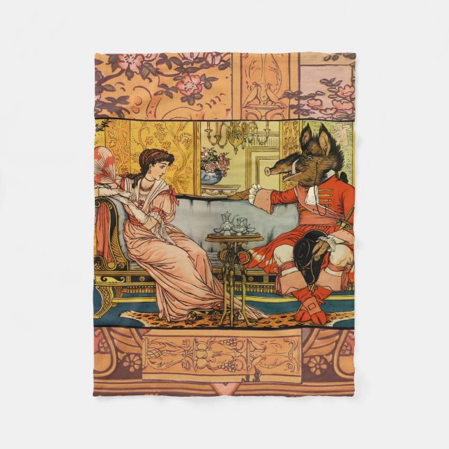 Beauty Beast Classic Fairy Tale Zeichen Fleecedecke (Vorderseite)
