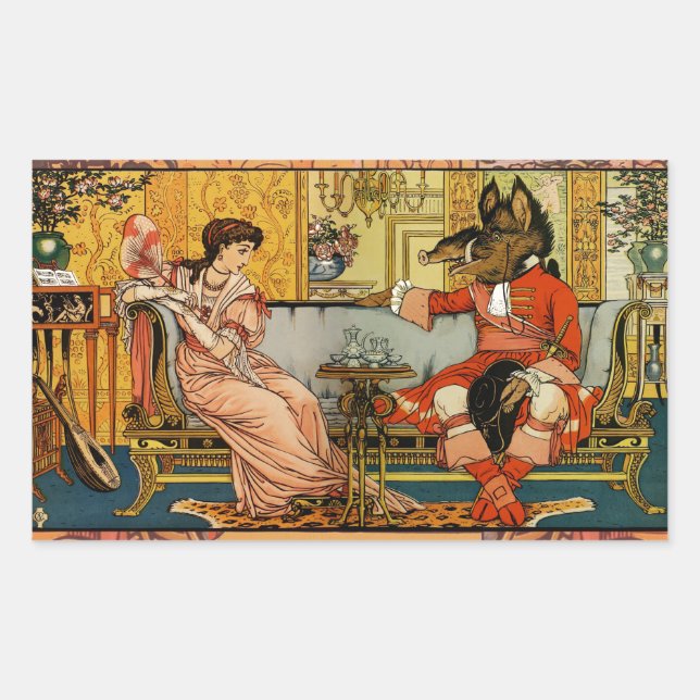 Beauty Beast Classic Fairy Tale Zeichen Rechteckiger Aufkleber (Vorderseite)