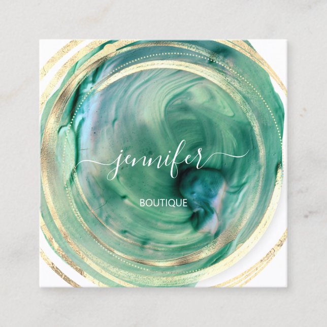 Beauty Bio Bio Shop QR Logo Seife Grün Weiß Quadratische Visitenkarte (Vorderseite)