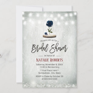 Beauty Blue Rose Dome Winter Floral Brautparty Einladung