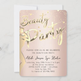 Beauty Body Party Sofort Download Gold Rose Einladung