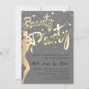 Beauty Body Party Sofortdownloaden Gold Gray Einladung