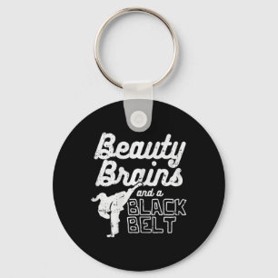 Beauty Brains Black Belt Girl Ponytail Kick Taekwo Schlüsselanhänger