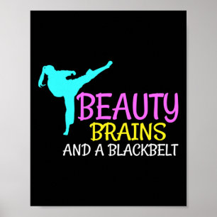 Beauty Brains Black Belt Karate Martial Arts Gesch Poster