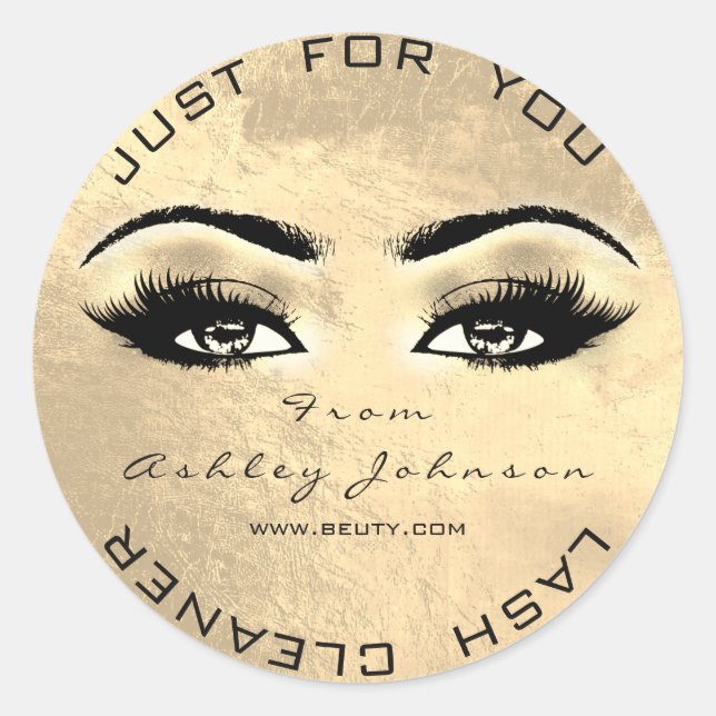Beauty Browns Sepia Gold Lash Makeuaner Runder Aufkleber (Vorderseite)