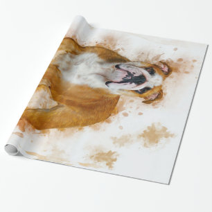 Beauty Bulldog Art Watercolor Bulldog Lover Gesche Geschenkpapier
