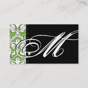 Beauty Business Card Retro Damask Green Visitenkarte
